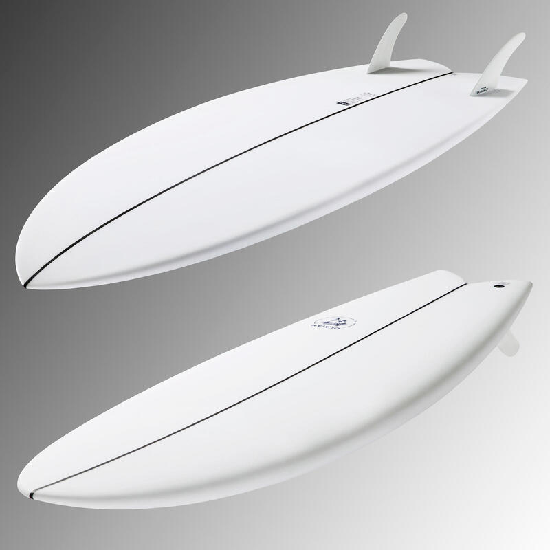 Surfboard 900 Fish 5'8 35 l. Geleverd met 2 twin-vinnen.