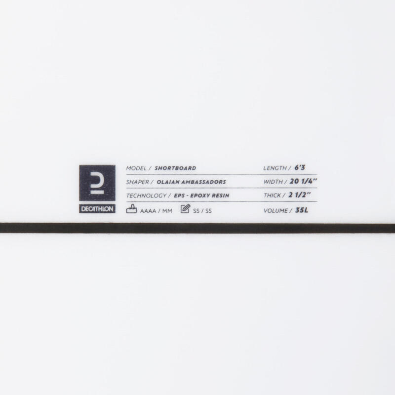 Shortboard, 6'3", 35 l, 3 db FCS2 szkeggel