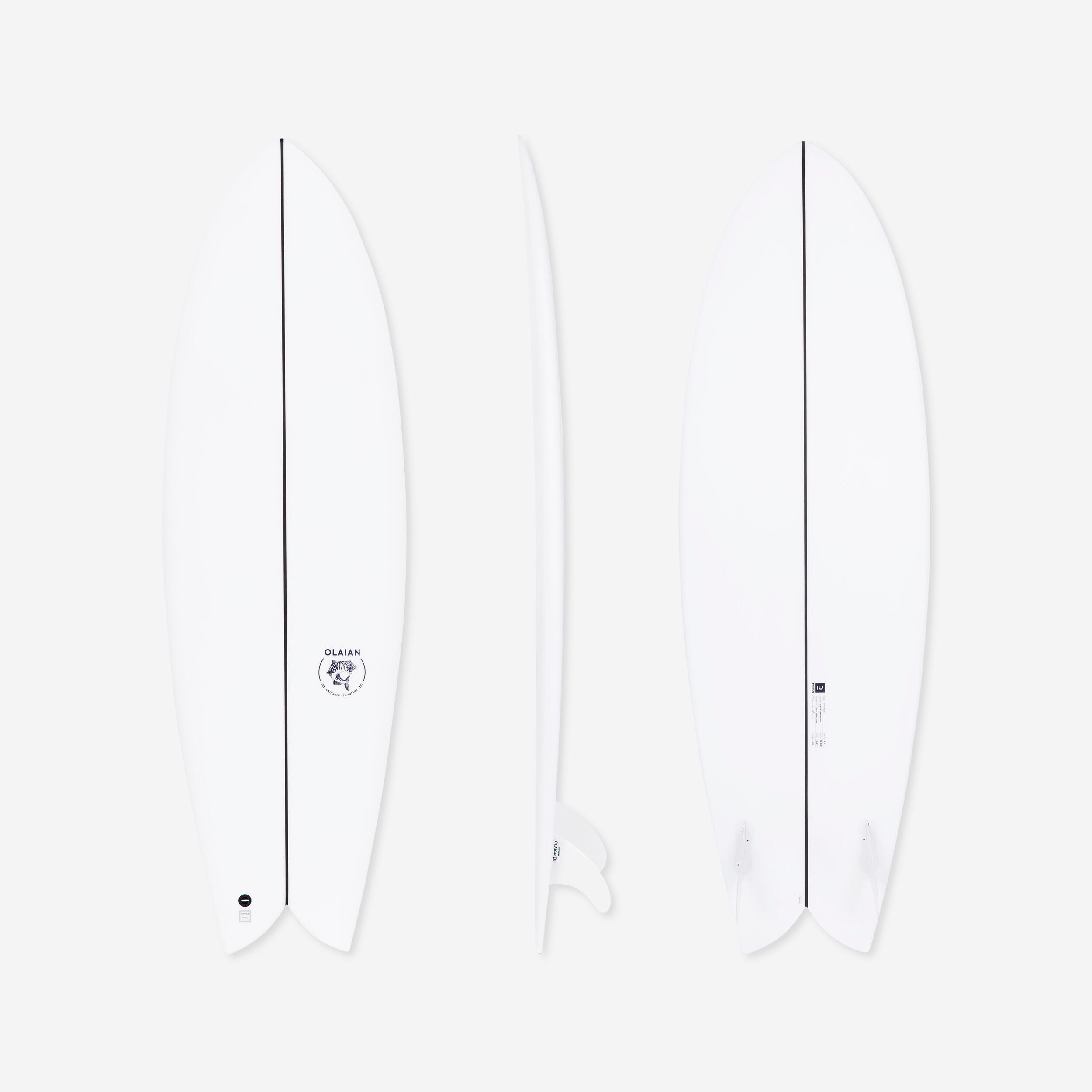 Olaian - Fish 900 5'8" 35 L. Livrée Avec 2 Ailerons Twin . - Planche De Surf - Surf Bodyboard Ski Nautique - Blanc - Taille Unique - Decathlon