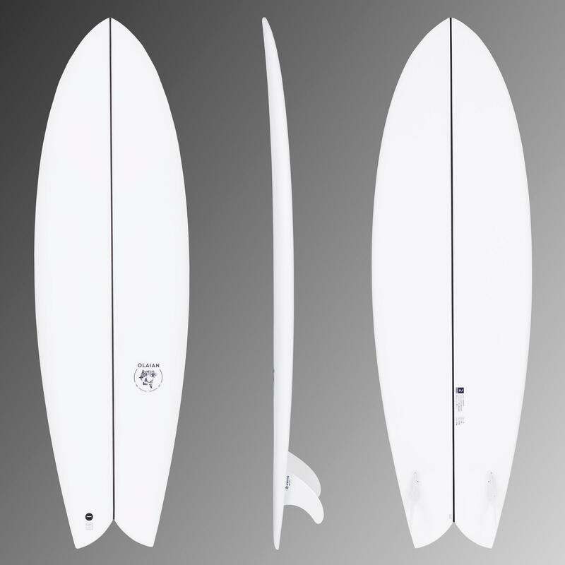 Tabla surf fish resina 6'1" 42L Peso <100kg blanco. Nivel experto