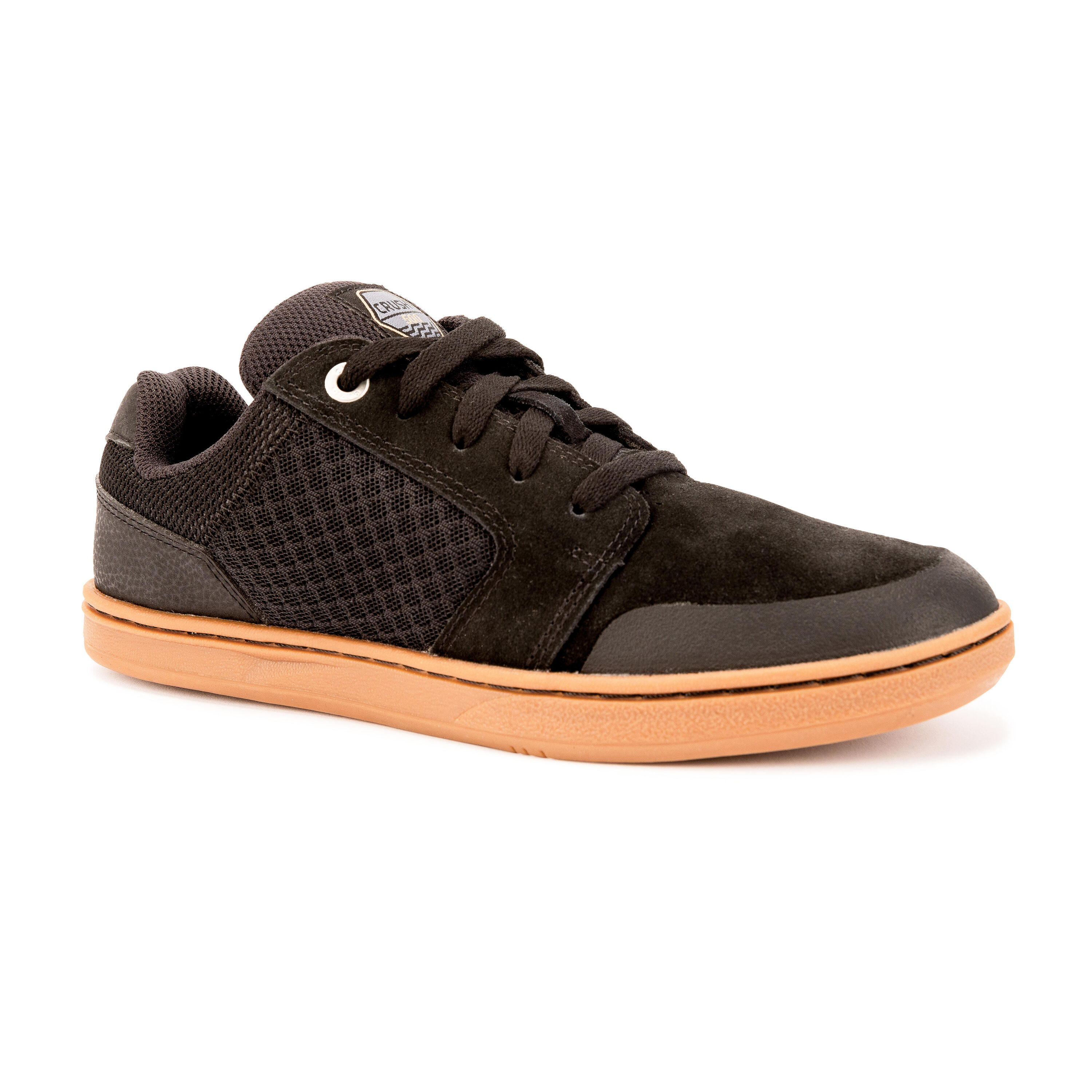 OXELO Kids' Low-Top Skateboard Shoes with Rubber Outsole Crush 500 - Black