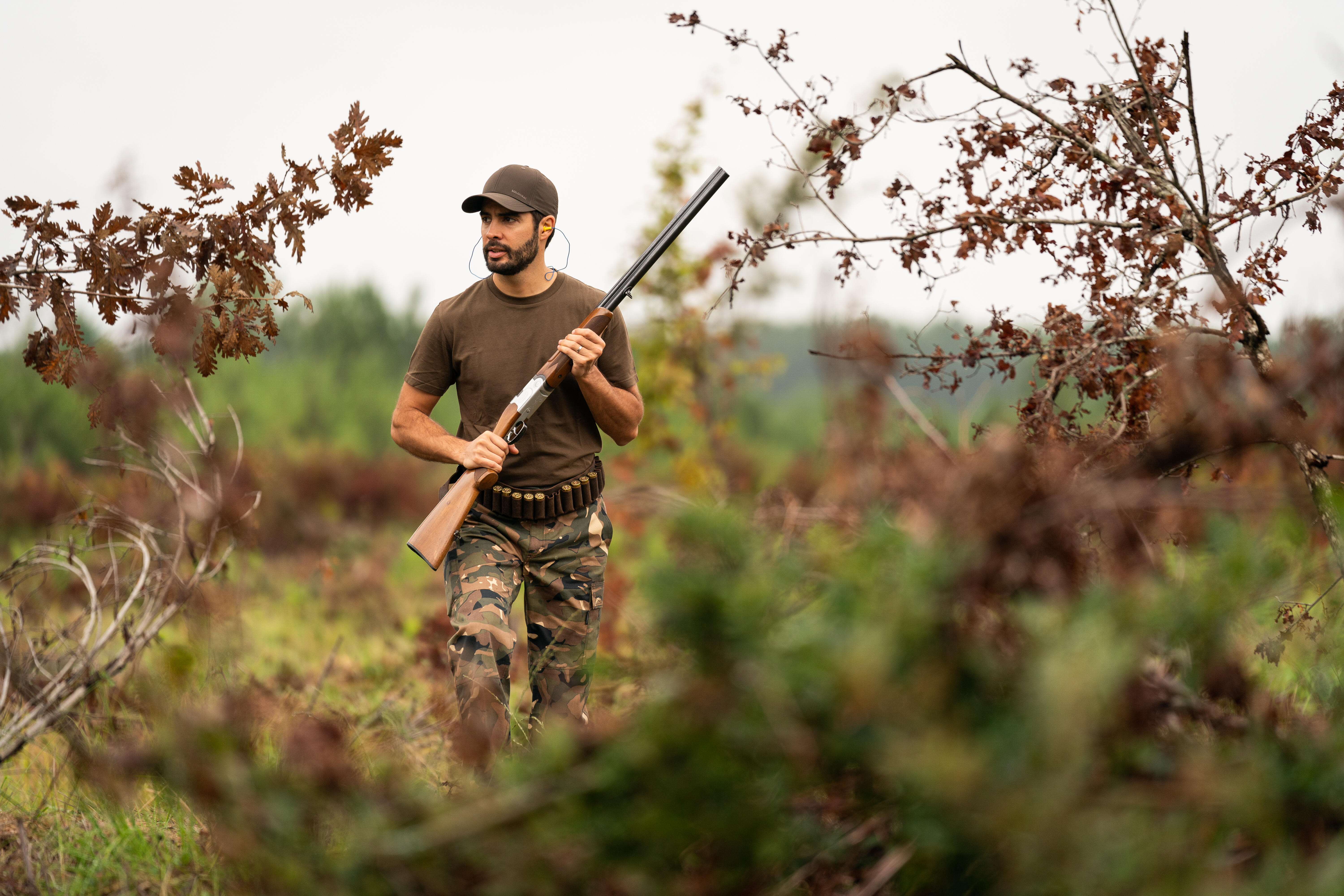 Durable Cargo Trousers - Steppe 300 Camouflage Woodland Green - SOLOGNAC