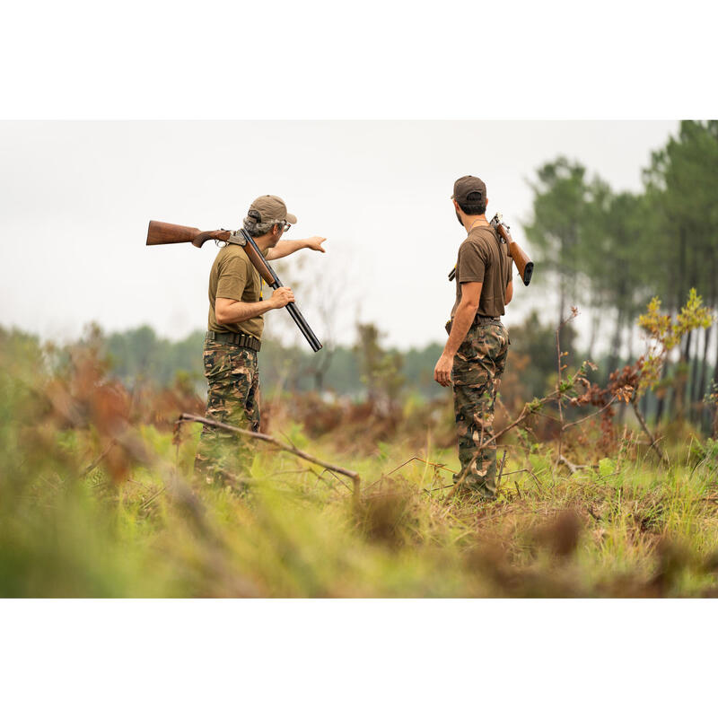 Pantalón Cargo Hombre Solognac Steppe 300 Camuflaje Militar Woodland Verde