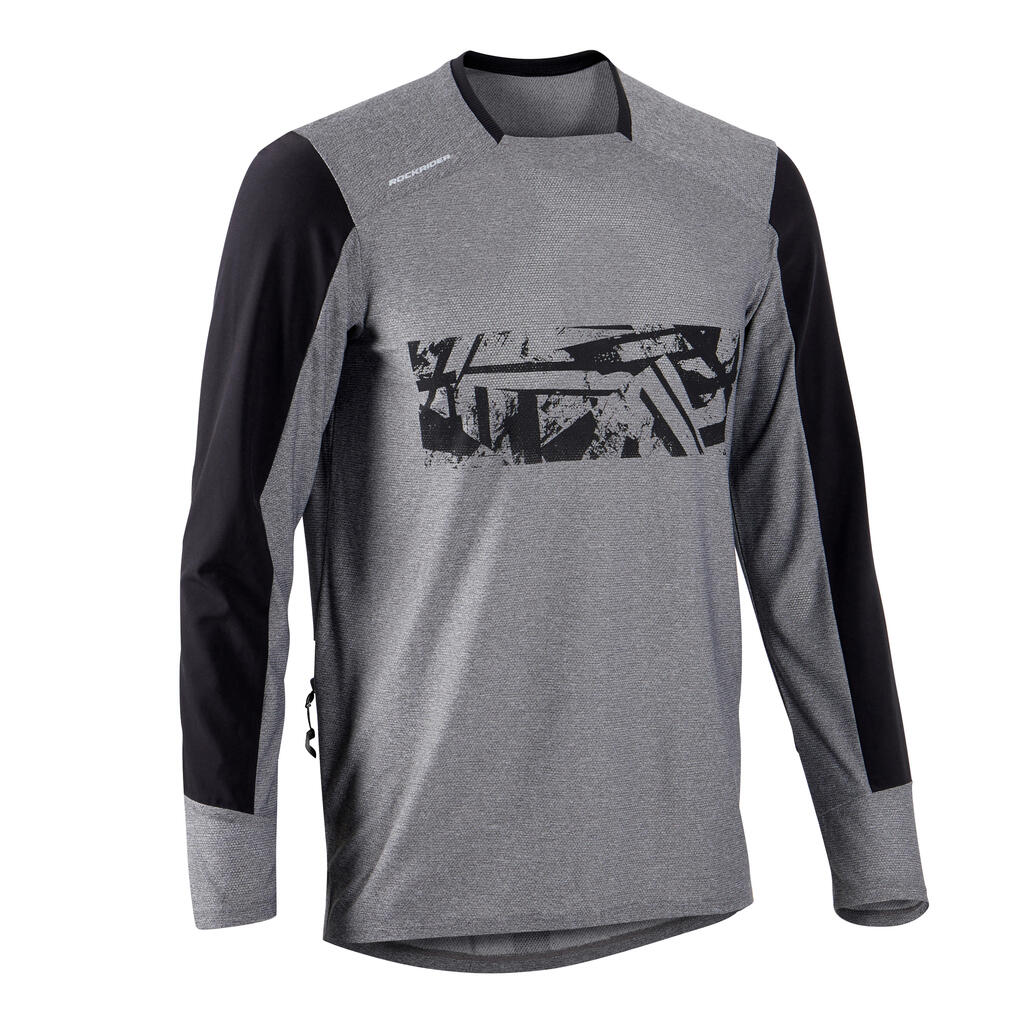 Long-Sleeved Mountain Biking Jersey ST 100 - Grey