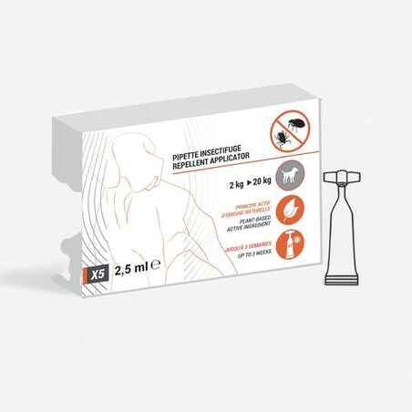 Parasite or flea pipettes for dogs weighing between 2 and 20 kg