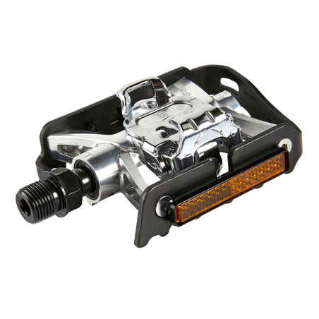 Clipless Flat Aluminium Mountain Bike Pedals 500 - Black