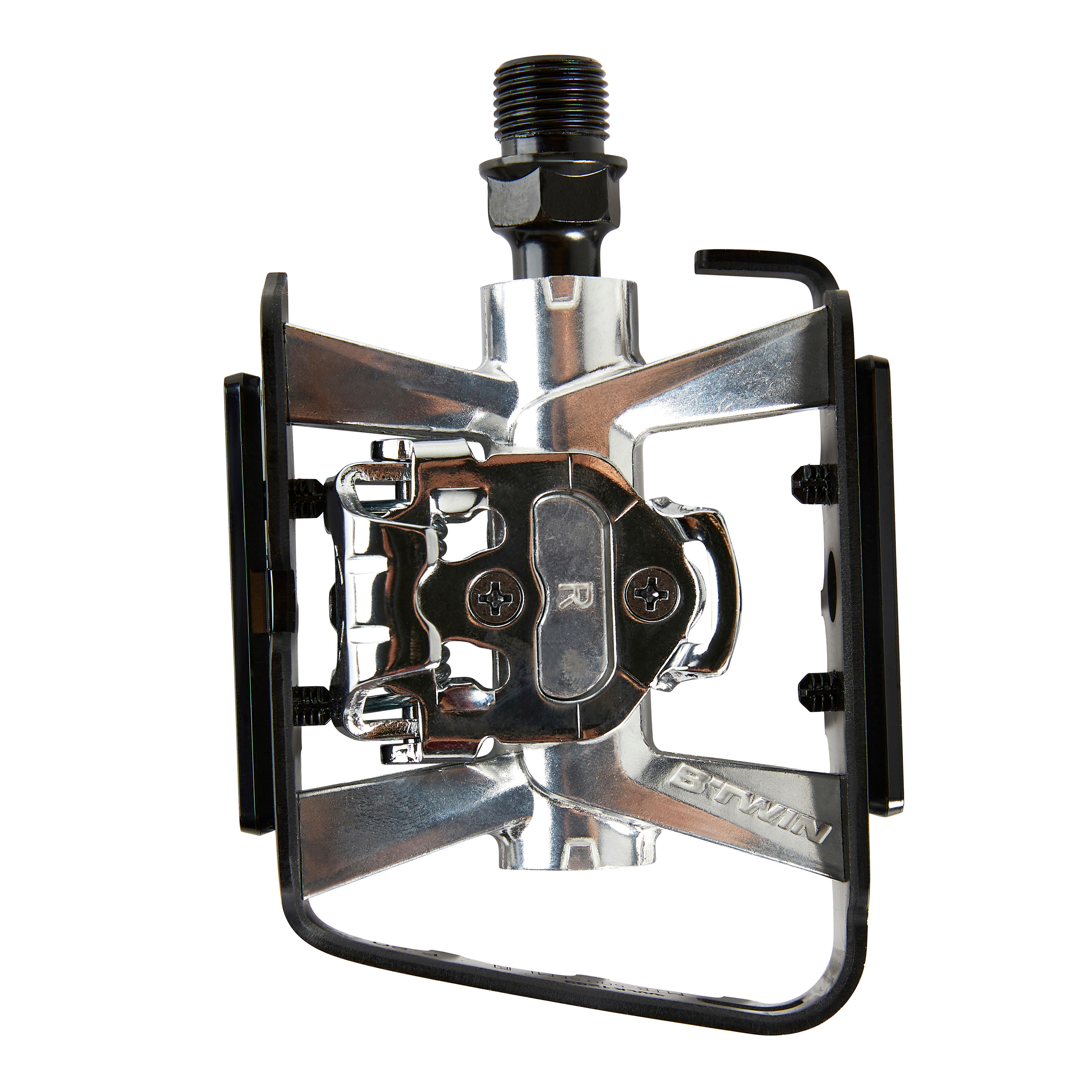 Clipless Flat Aluminium Mountain Bike Pedals 500 Black