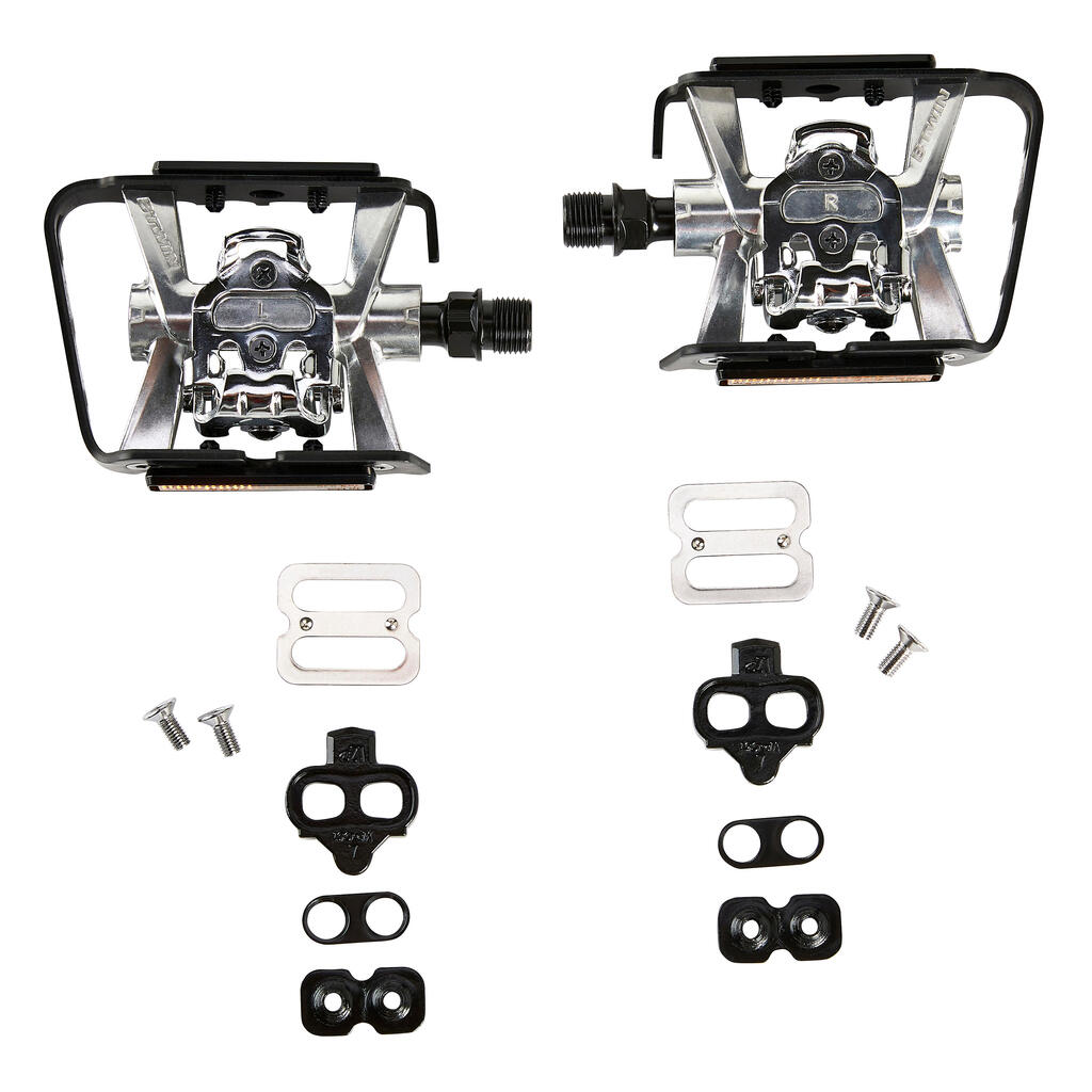 Clipless Flat Aluminium Mountain Bike Pedals 500 - Black