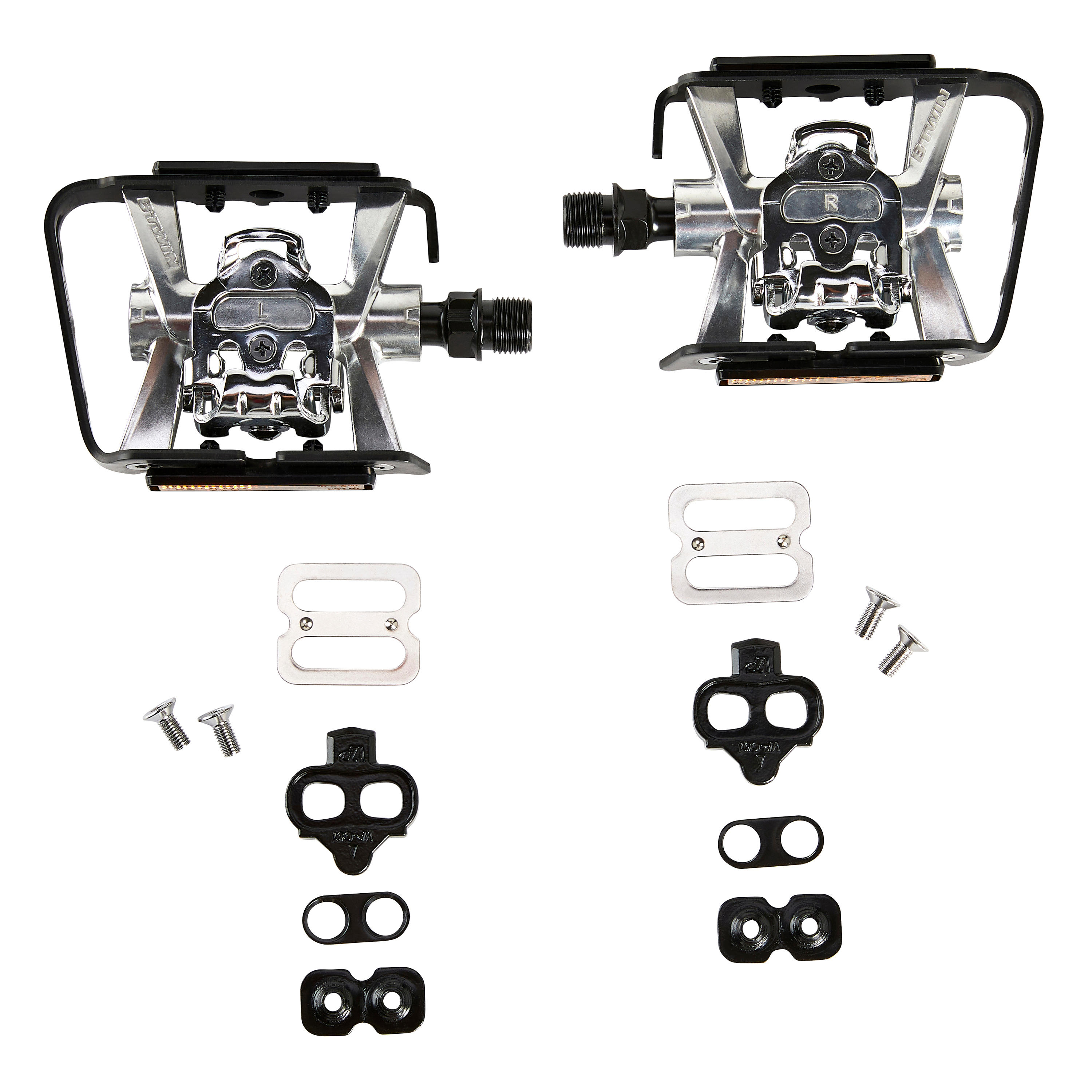 Clipless Flat Aluminum Mountain Bike Pedals - 500 Black - ROCKRIDER