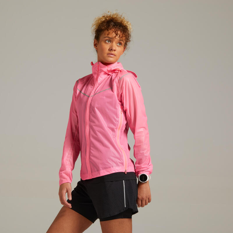 Regenjack voor hardlopen dames Light roze