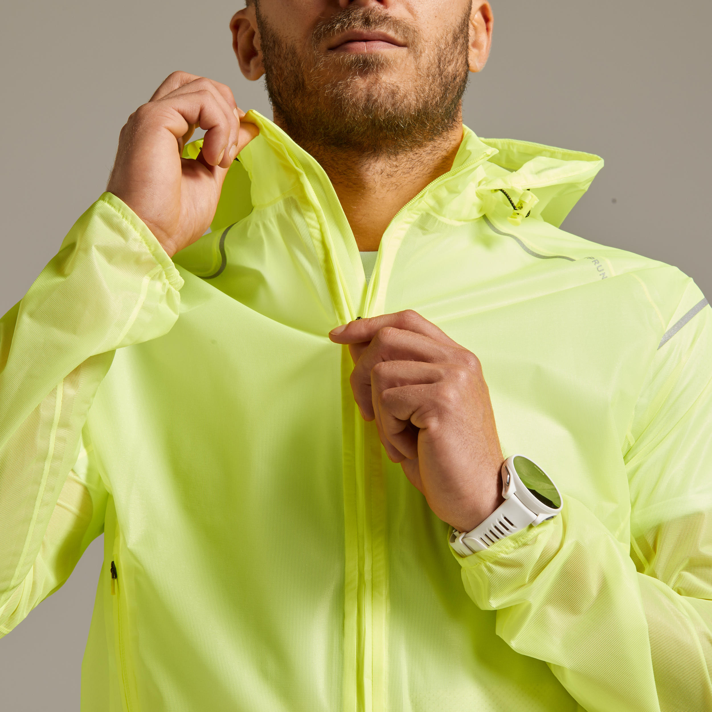 yellow running jacket