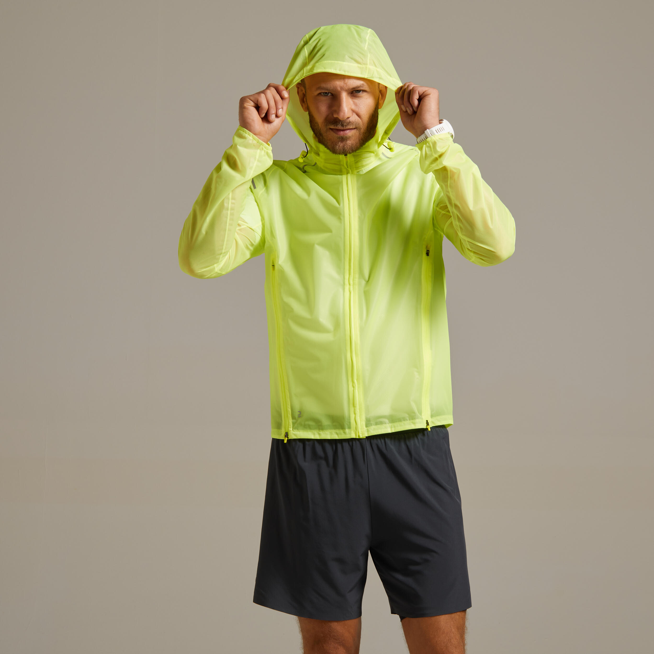 yellow running jacket