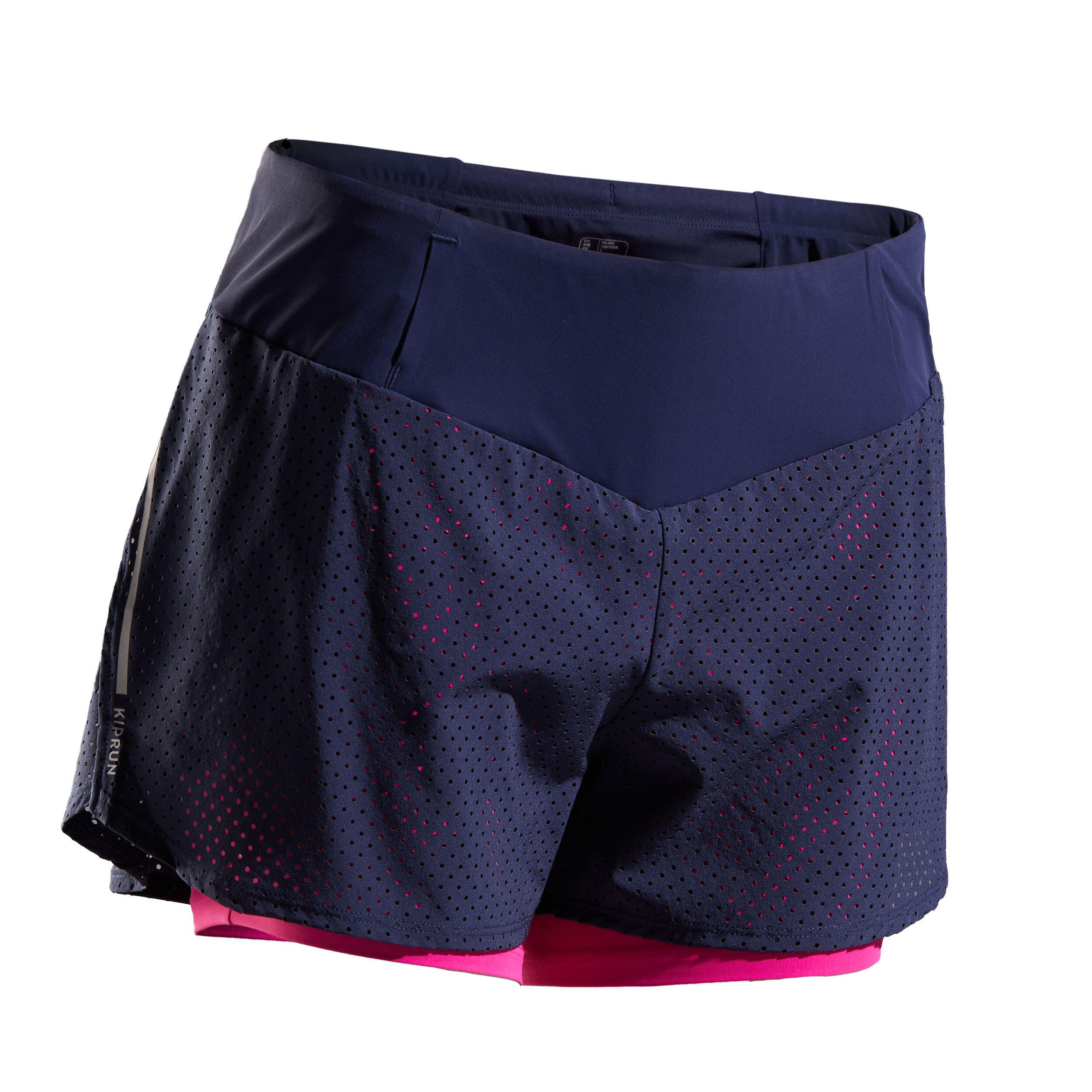 Women's Running 2-in-1 Breathable Shorts Run 500 Comfort - blue pink 7/10