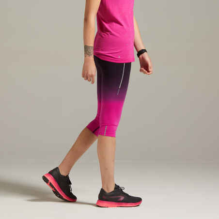 Leggins mallas running piratas Mujer Kiprun Care negro rosa