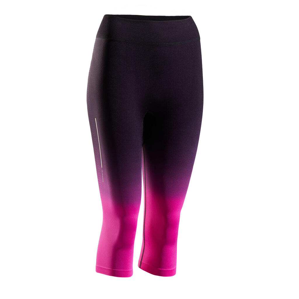 KIPRUN CARE BREATHABLE WOMEN'S CROPPED RUNNING BOTTOMS - BLACK/PINK