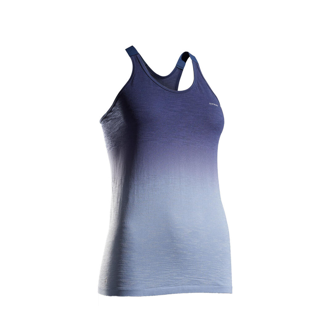 KIPRUN CARE WOMEN'S BREATHABLE RUNNING TANK TOP - GREY/BLUE