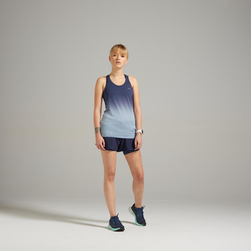 DEBARDEUR RUNNING FEMME RESPIRANT KIPRUN CARE GRIS BLEU