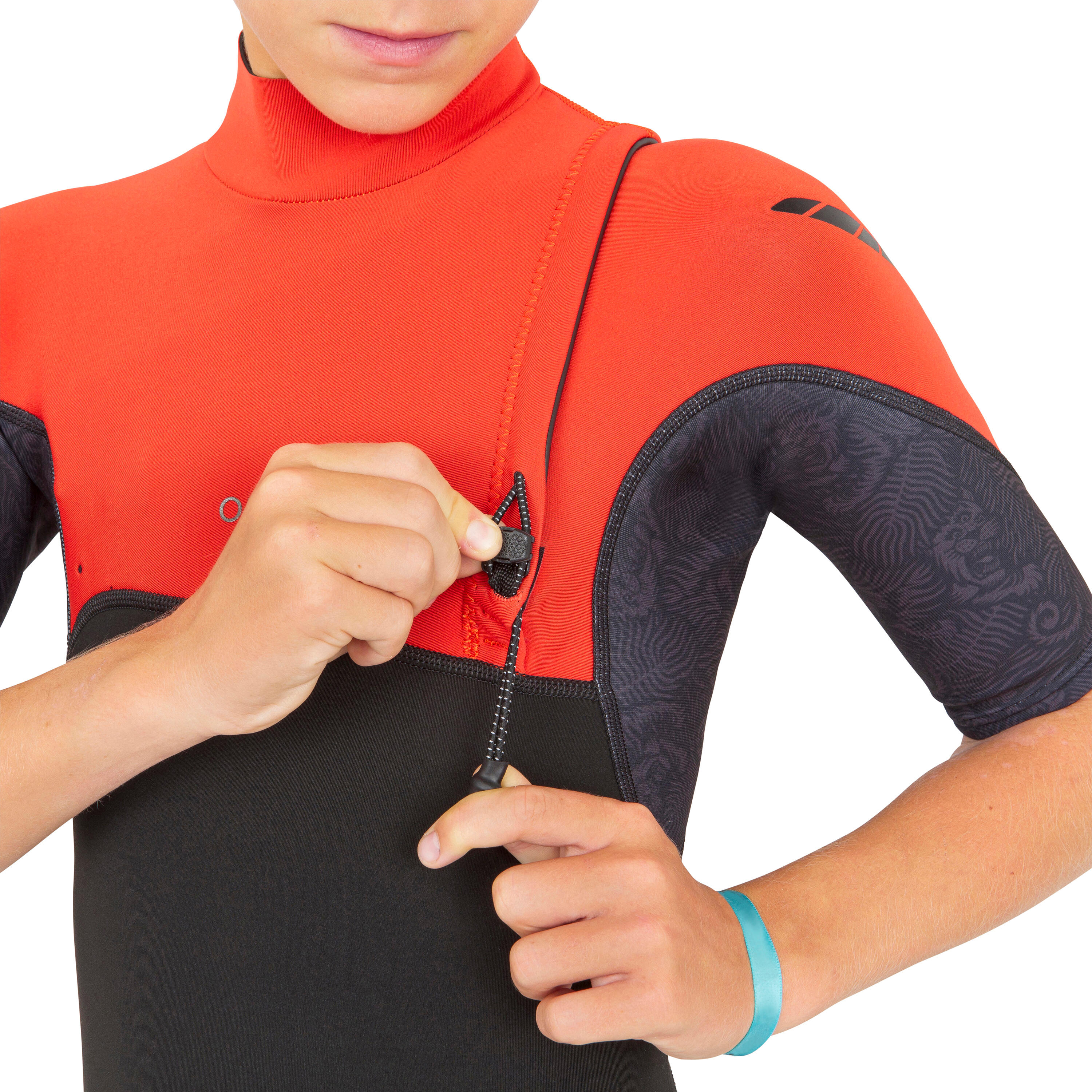Neopreno corto/shorty surf Niños agua cálida 1,5mm sin cremallera 900 negro/rojo 5/5