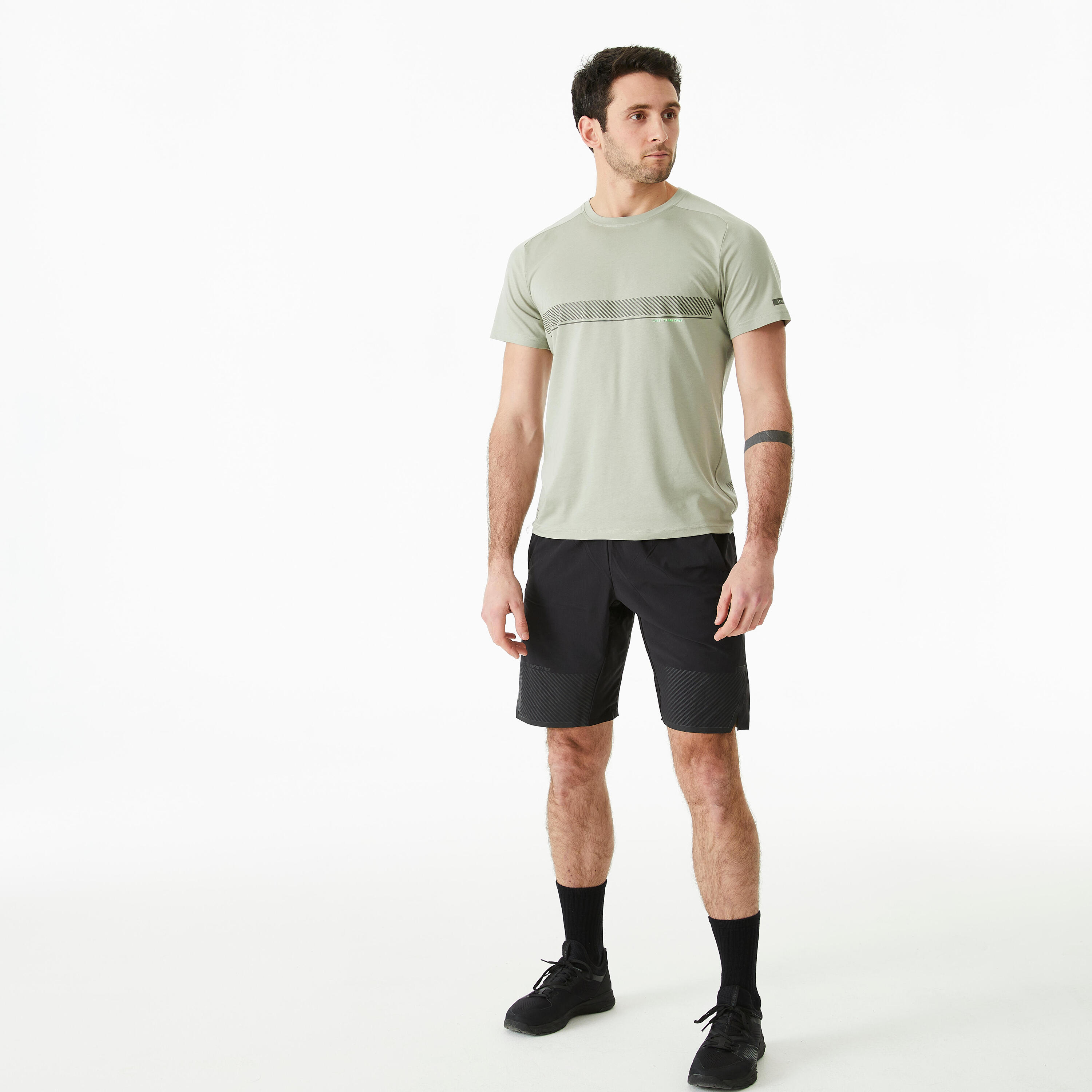 Men's Cross-Training Shorts - Grey/Green 5/8