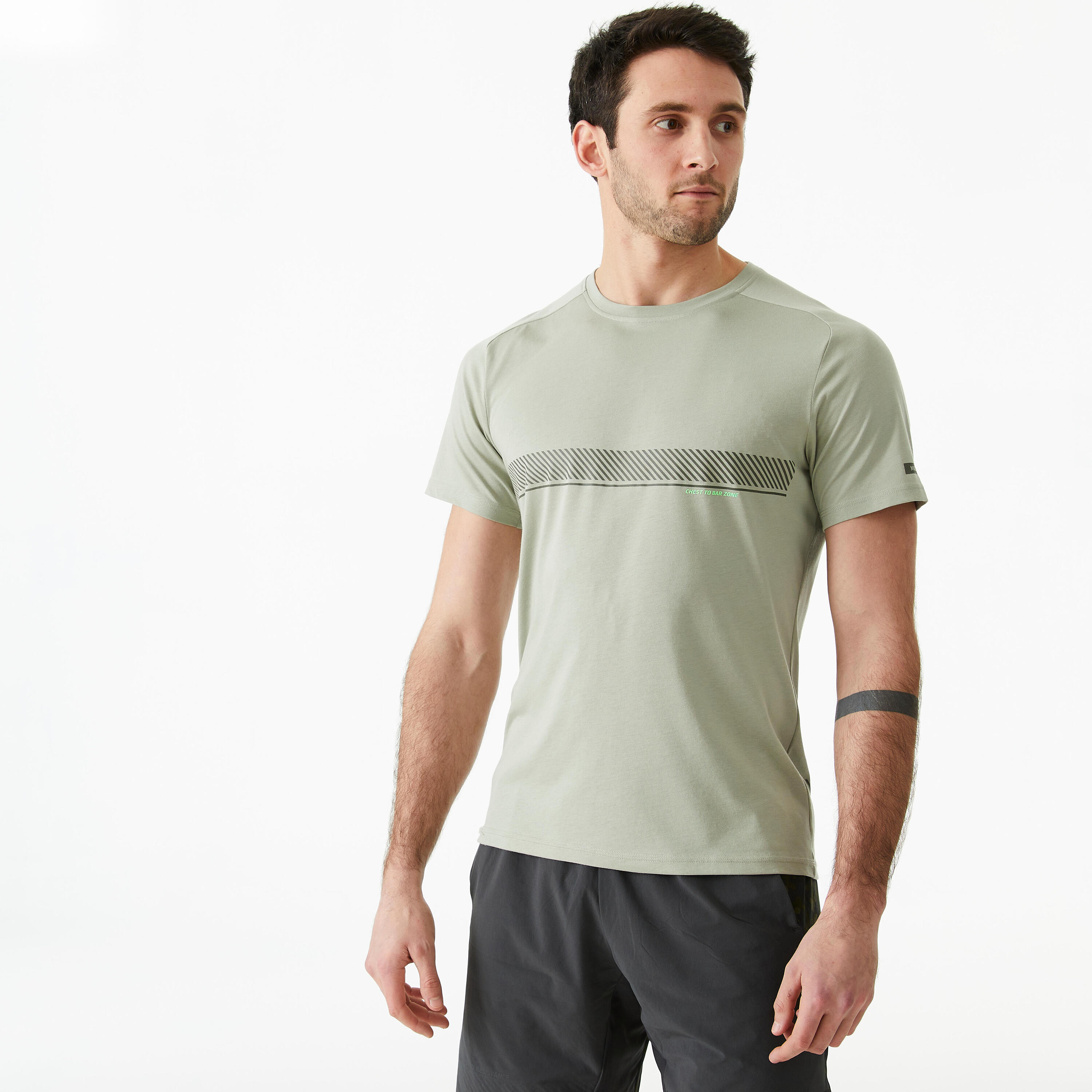 Men's Cross-Training Shorts - Grey/Green 3/8