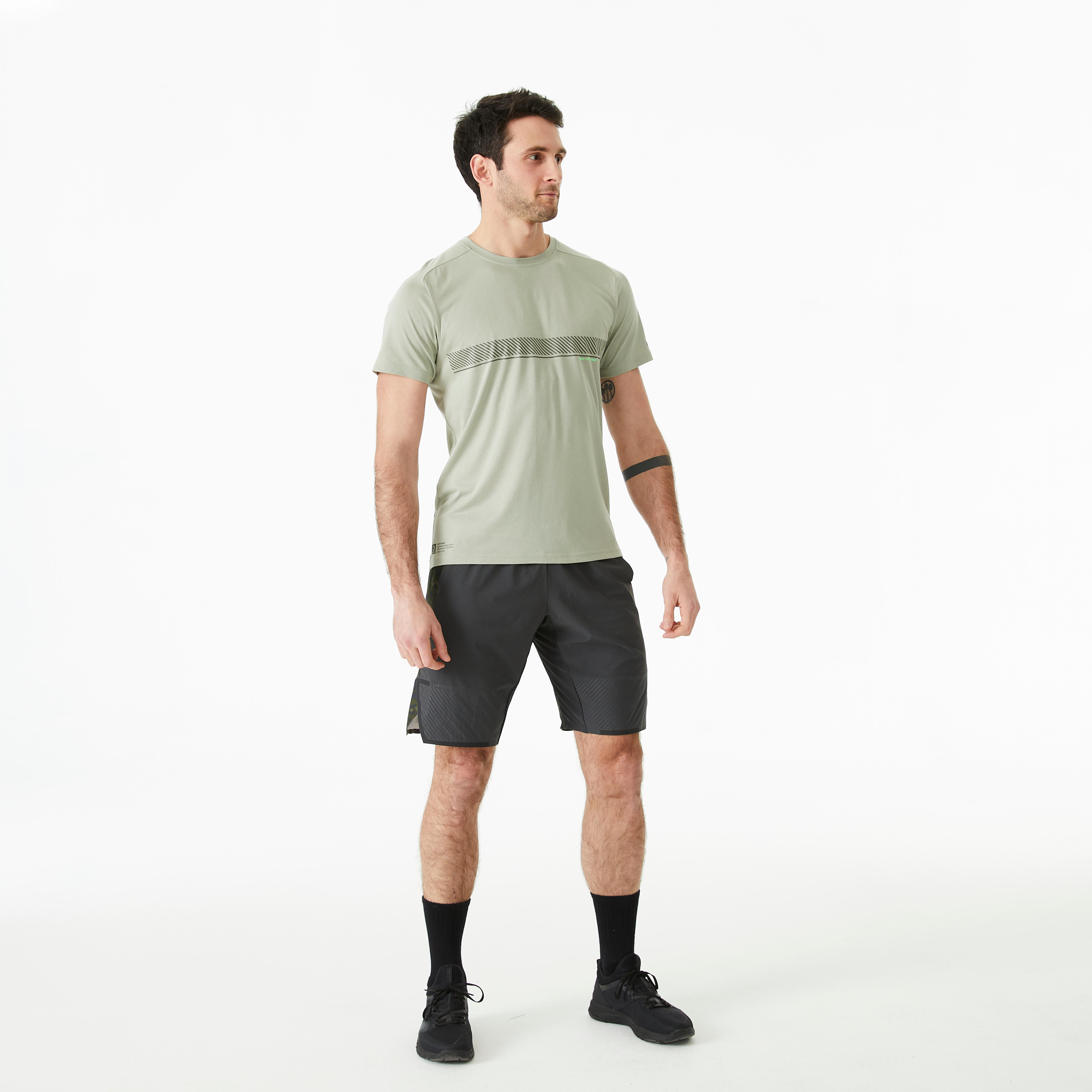 Men Gym Cross Training Shorts Grey Green