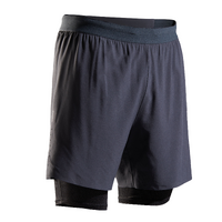 SHORT CUISSARD RUNNING HOMME KIPRUN 2 IN 1 GRIS NOIR