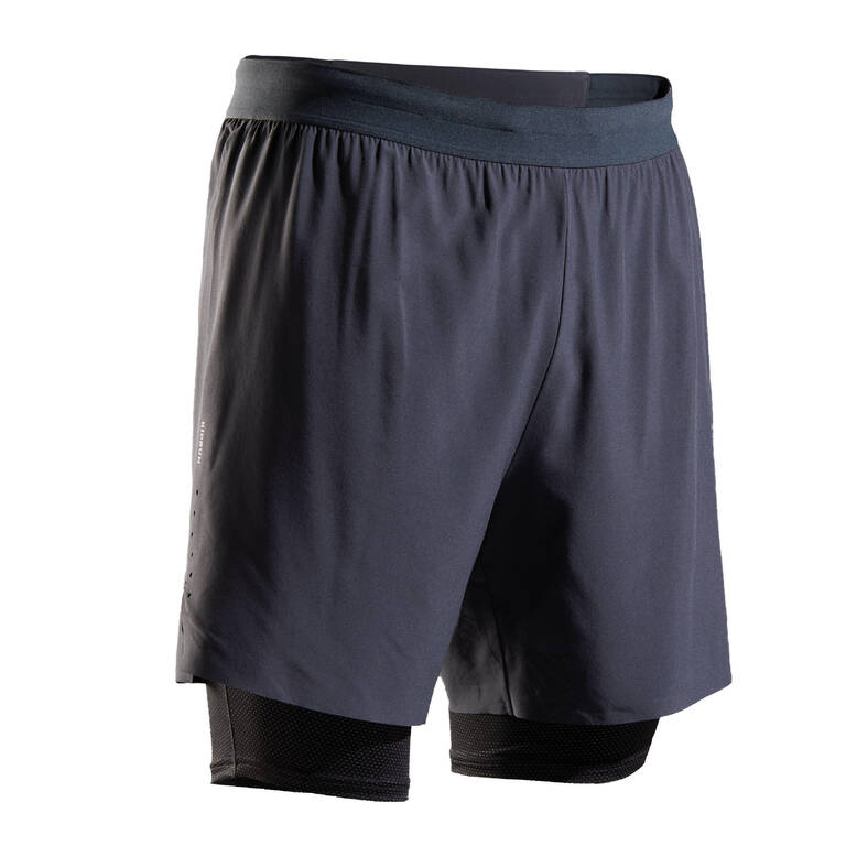 Men's Running 2-in-1 Tight Shorts - grey black