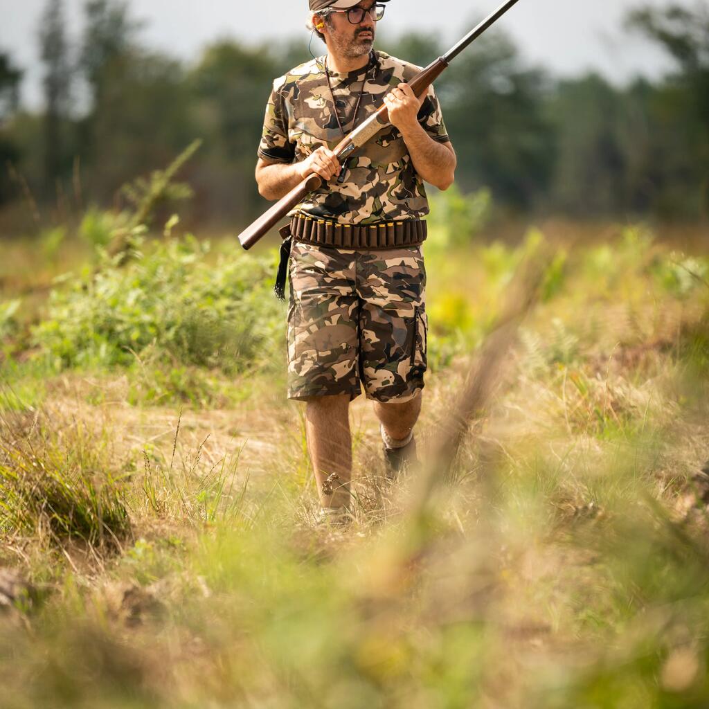 Jagdshorts 500 Camouflage Woodland grün und braun 