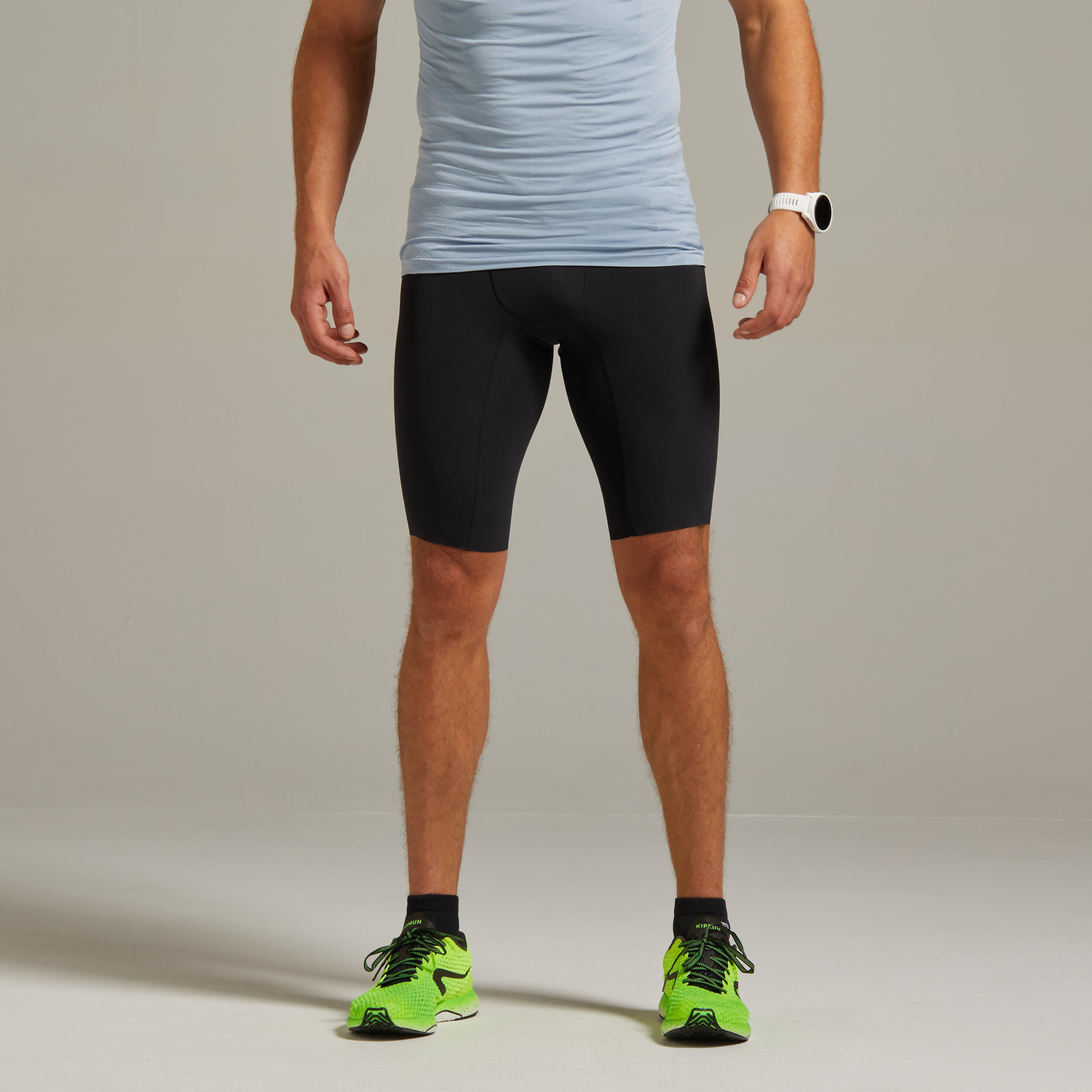 Men's Running Tight Shorts black KIPRUN Decathlon