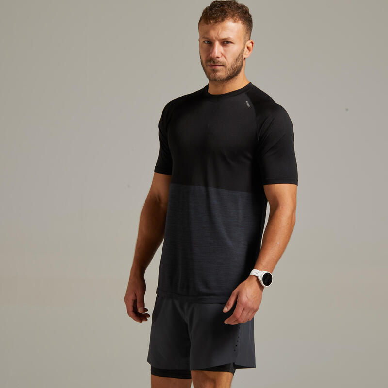 TEE SHIRT RUNNING HOMME RESPIRANT KIPRUN CARE NOIR