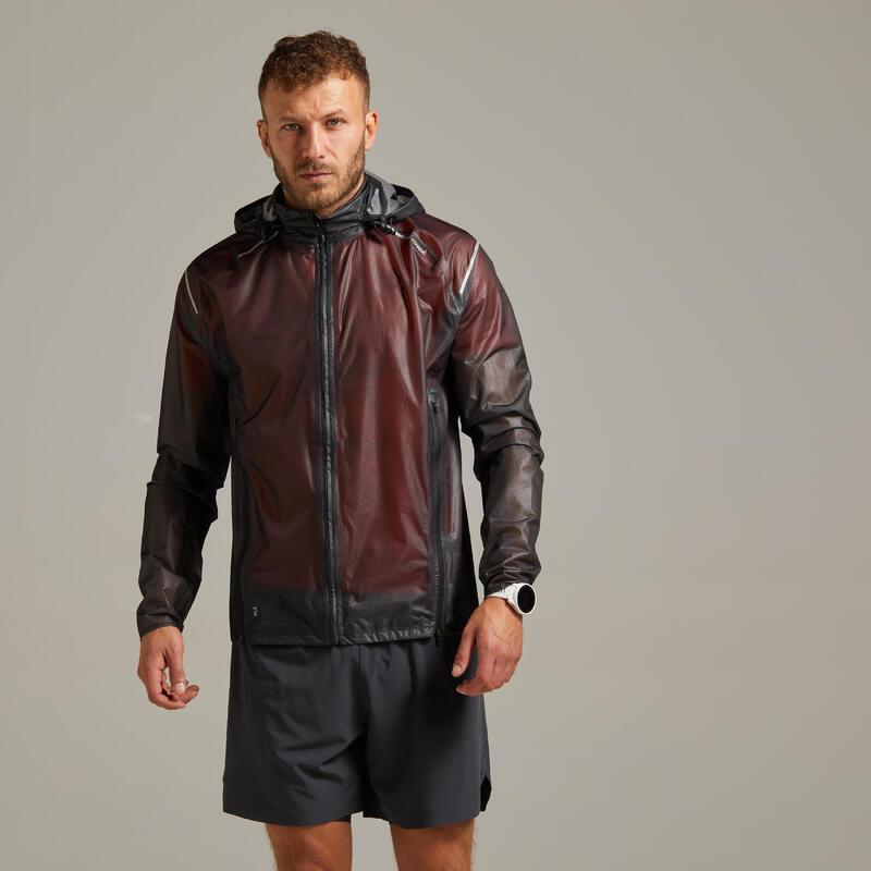 VESTE RUNNING HOMME COUPE PLUIE KIPRUN LIGHT NOIR