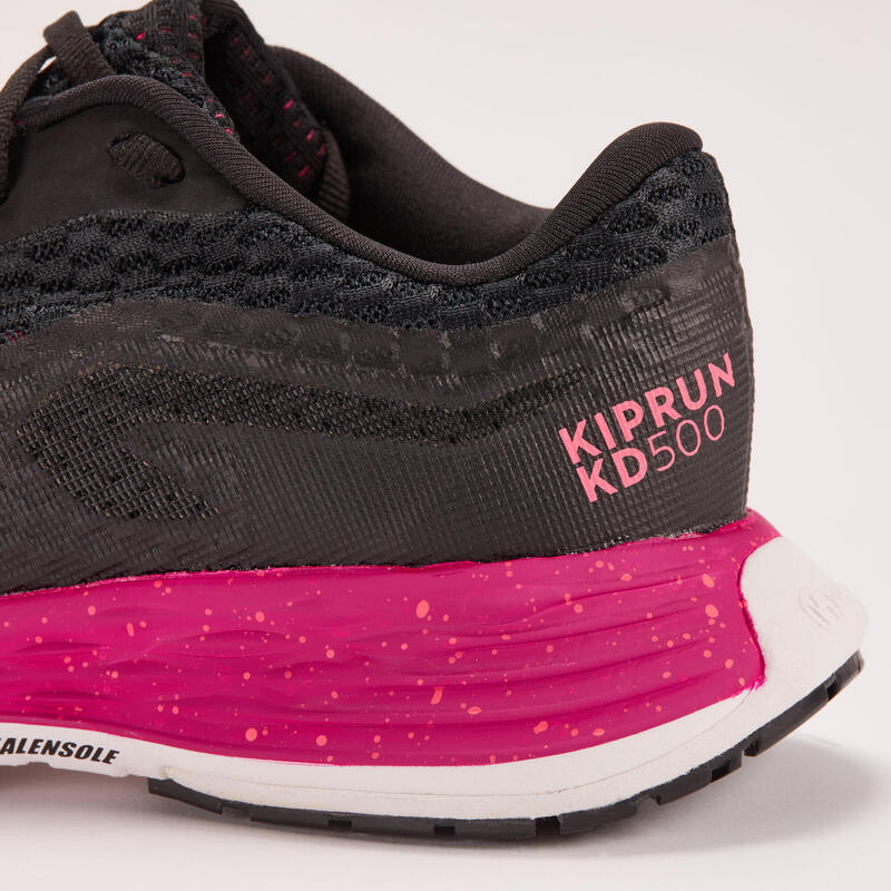 Zapatillas Running Kiprun KD500 Mujer Negro Rosa