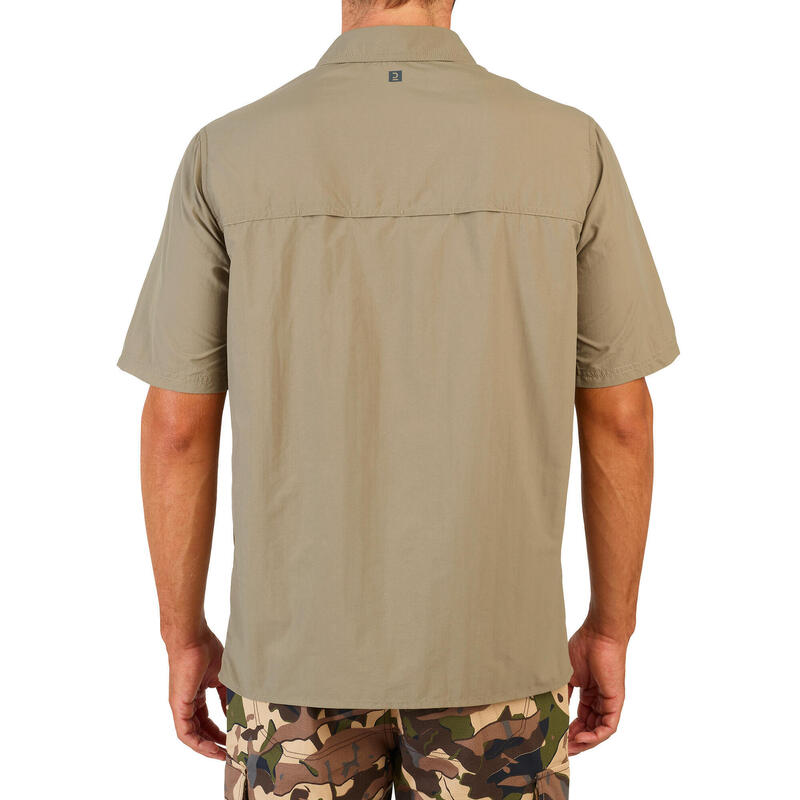 Ademend jachtoverhemd voor heren SG100 met korte mouwen lichtgroen