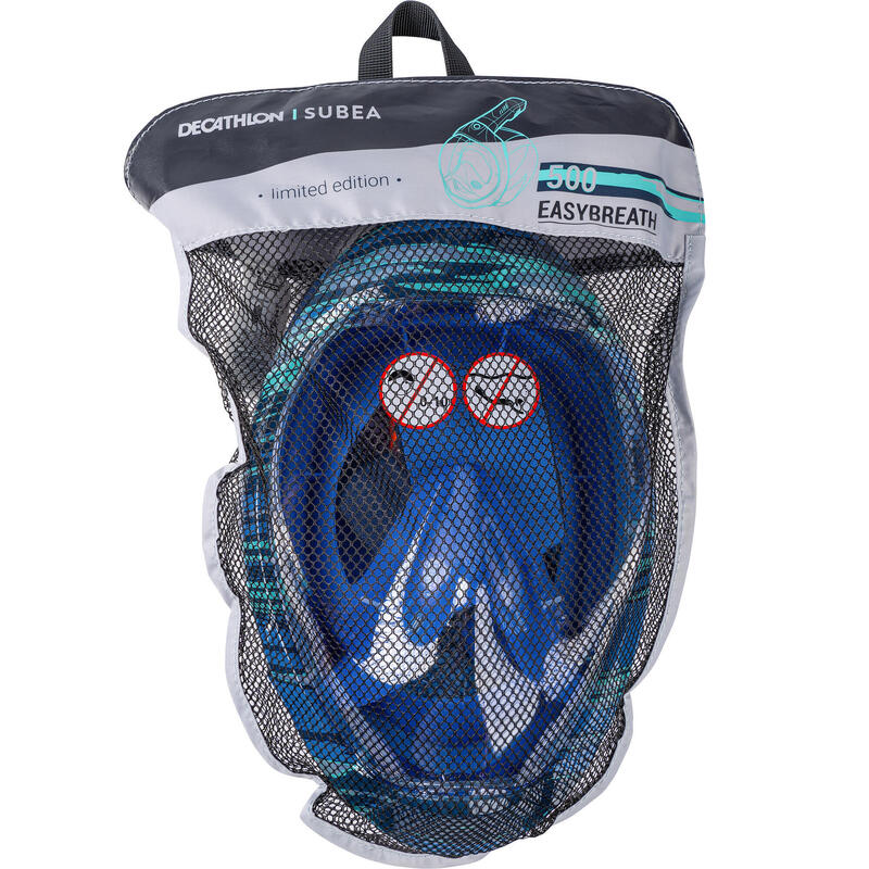 Mască Easybreath 500 snorkeling la suprafață Albastru Adulți 
