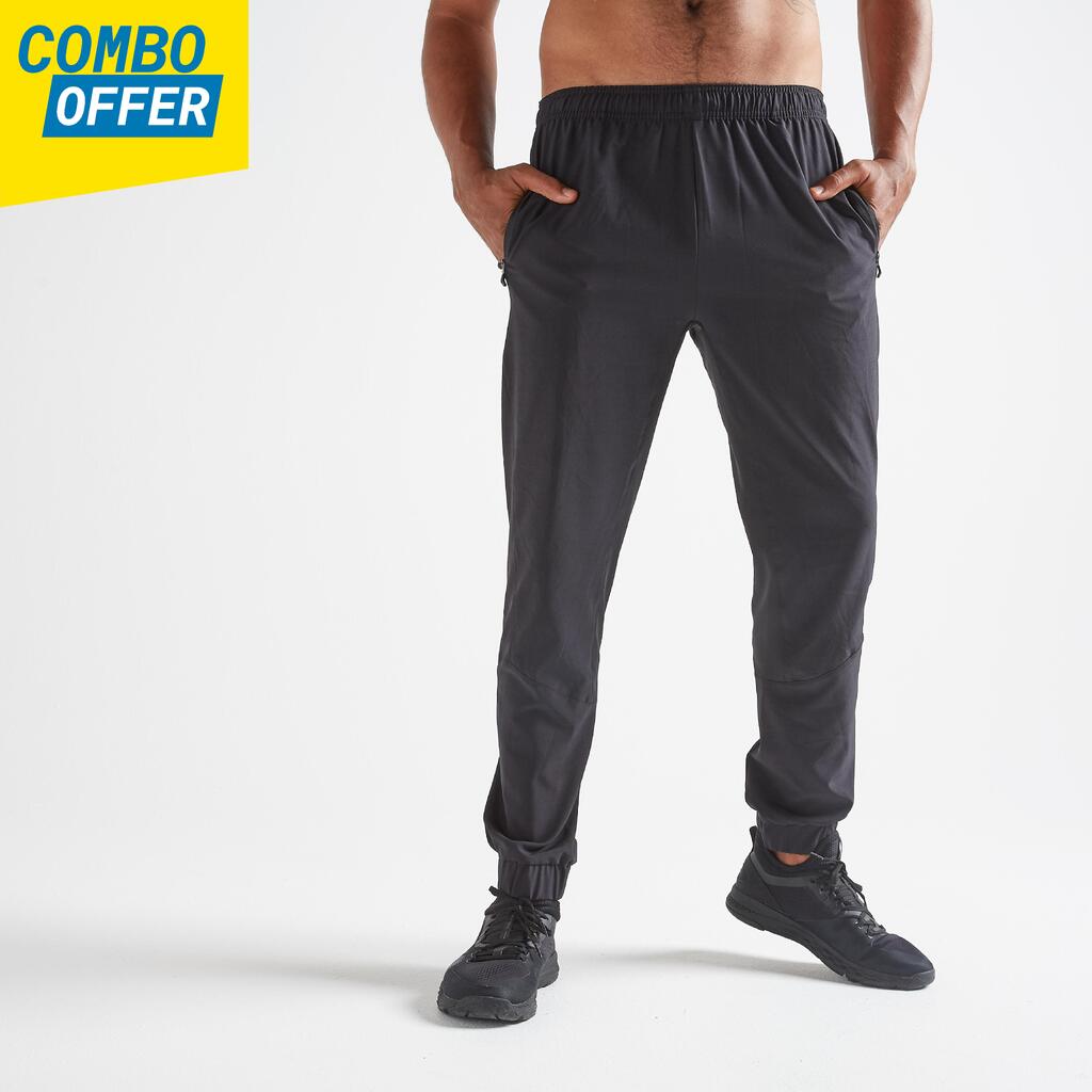 بنطلون لياقة بدنية جيد التهوية للرجال - Fit 500 أسود