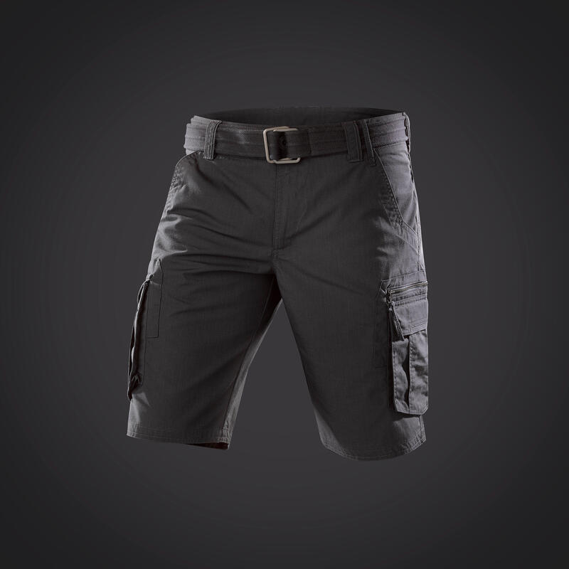 Pantalon scurt cargo Trekking Călătorie TRAVEL 500 Gri Bărbați 