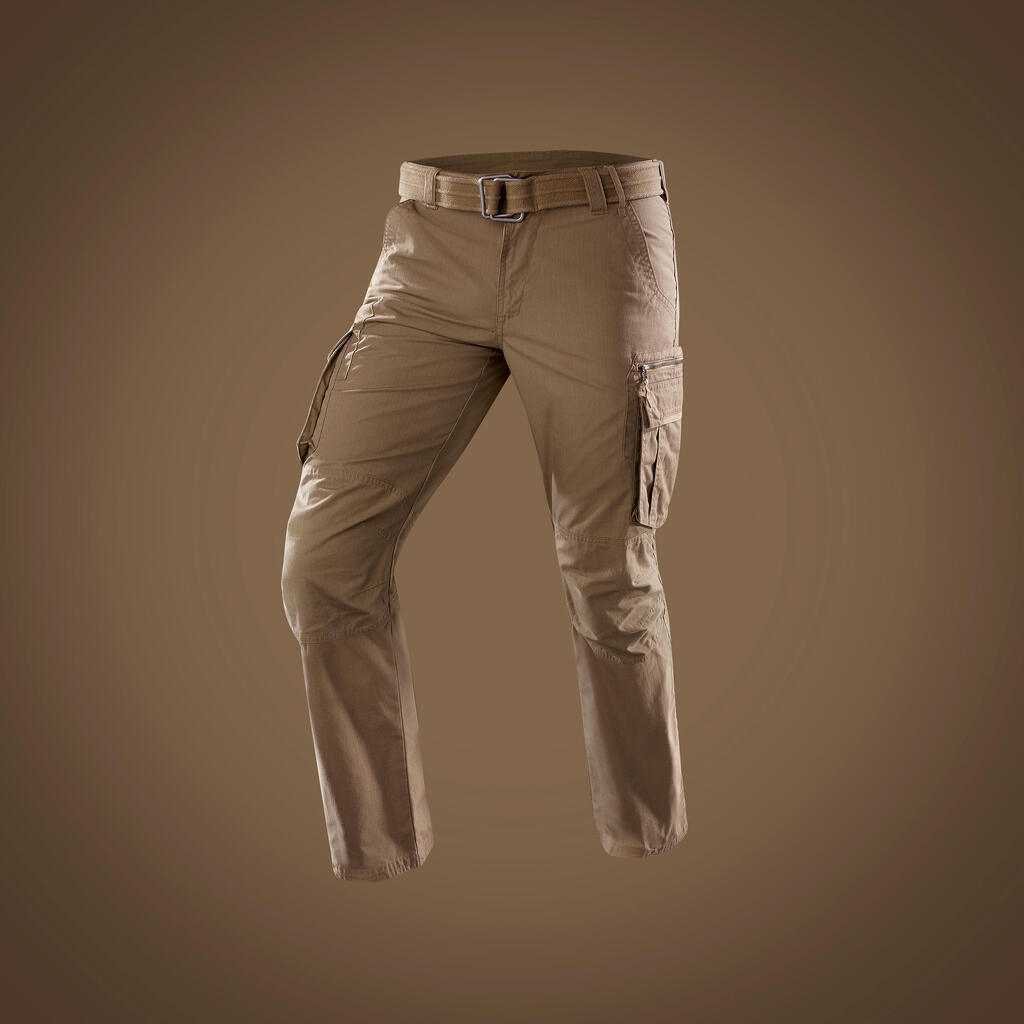 PANTALÓN CARGO DE SENDERISMO VIAJE - TRAVEL 100 CAFÉ HOMBRE