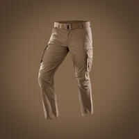 Men's Travel Trekking Cargo Trousers - TRAVEL 100 Brown