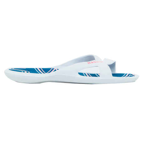 Women's pool sandals - Slap 500 print - Swim white blue