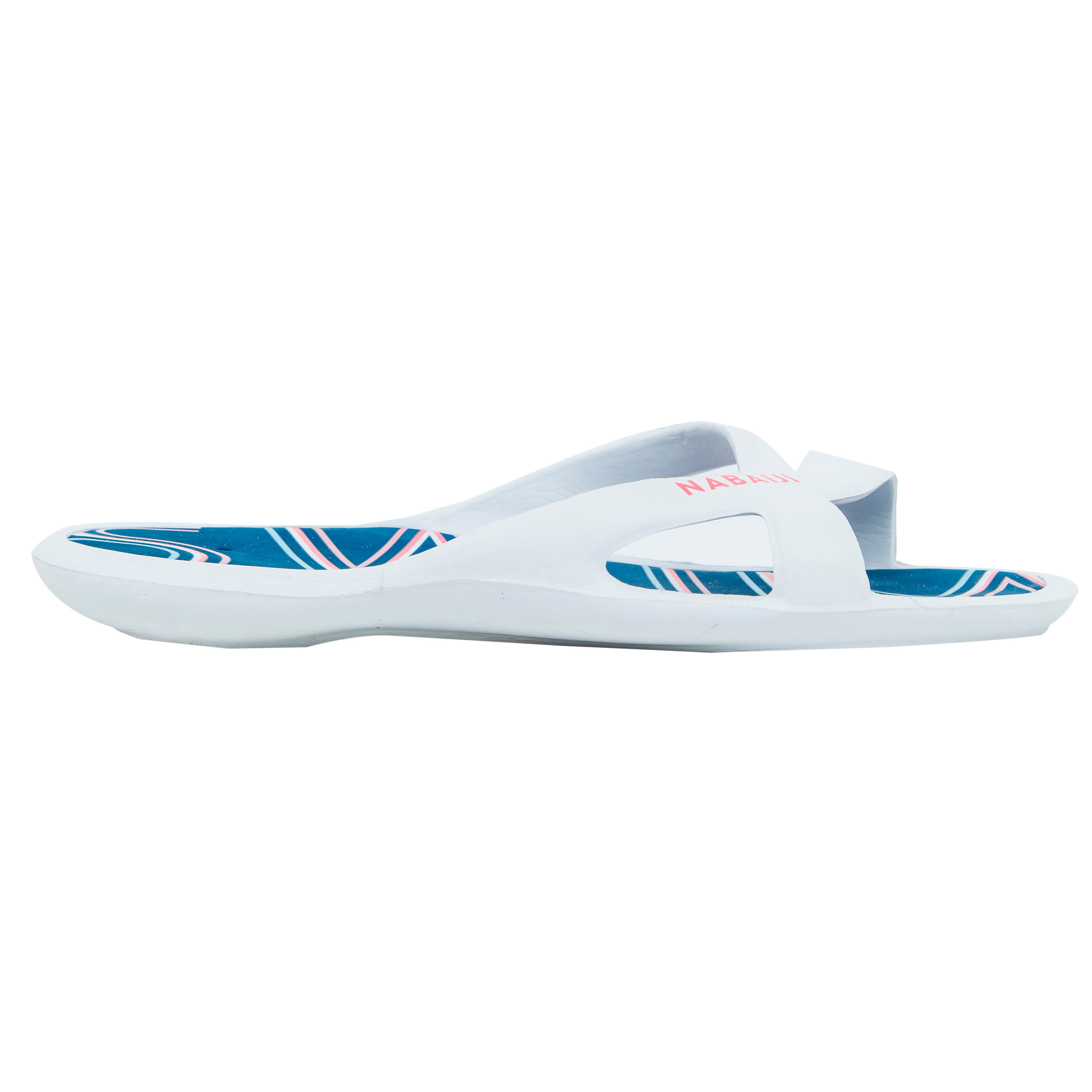 Women's pool sandals - Slap 500 print - Swim white blue 4/4