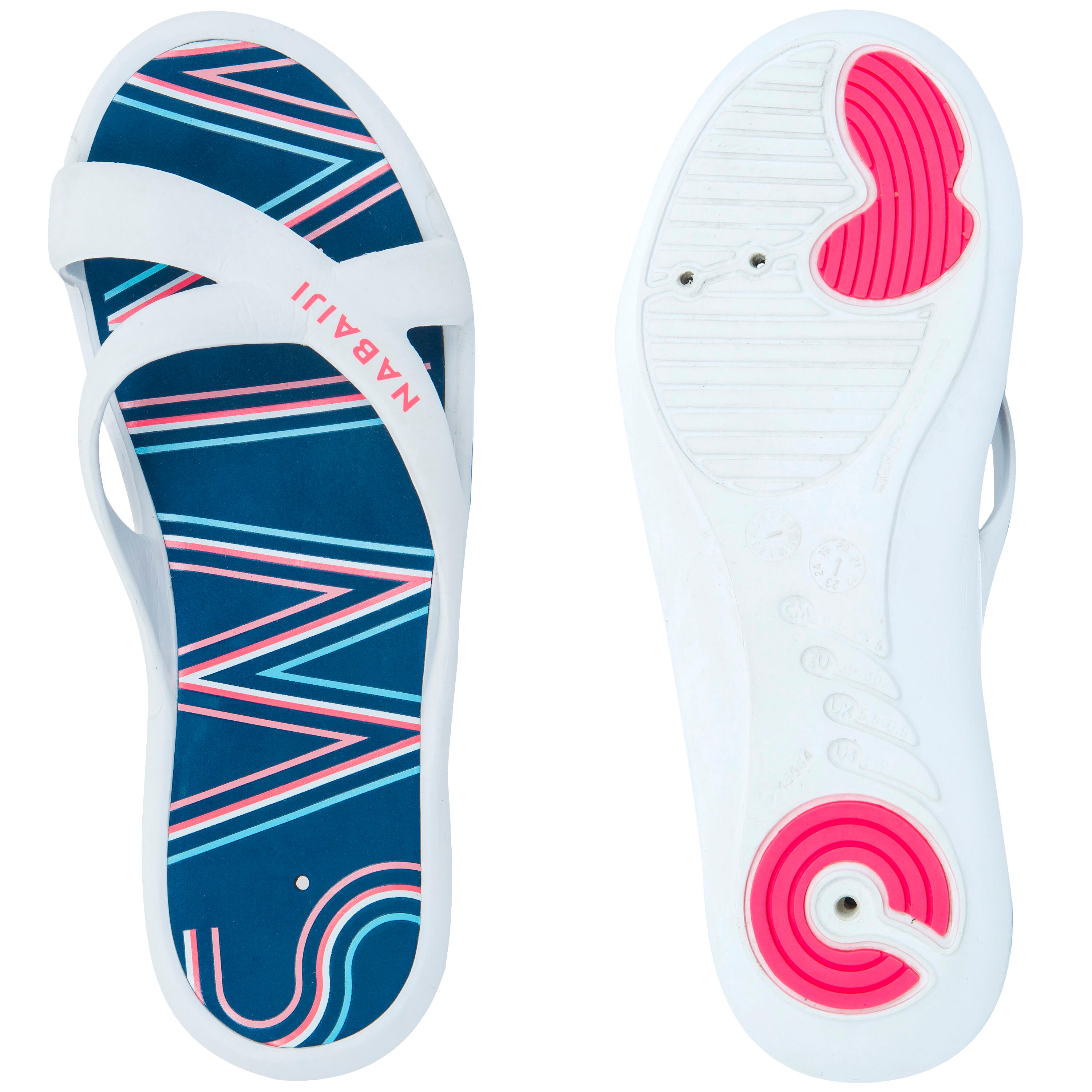 Women's pool sandals - Slap 500 print - Swim white blue 2/4