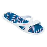 Women's pool sandals - Slap 500 print - Swim white blue