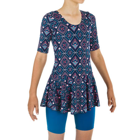 Maillot De Natation 1 Piece Fille Audrey Jammer All Leja Rose Bleu Decathlon