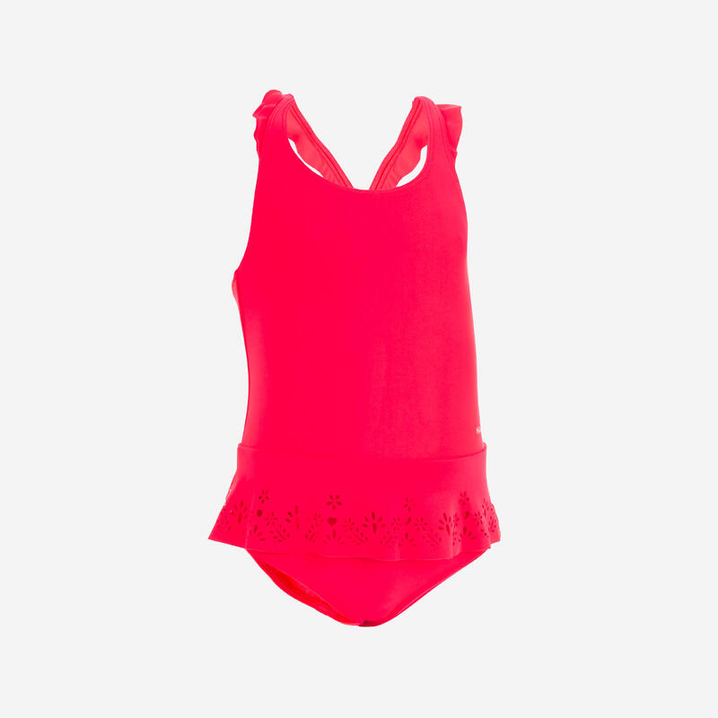 Baby Girls One Piece Miniskirt Swimsuit Red Decathlon