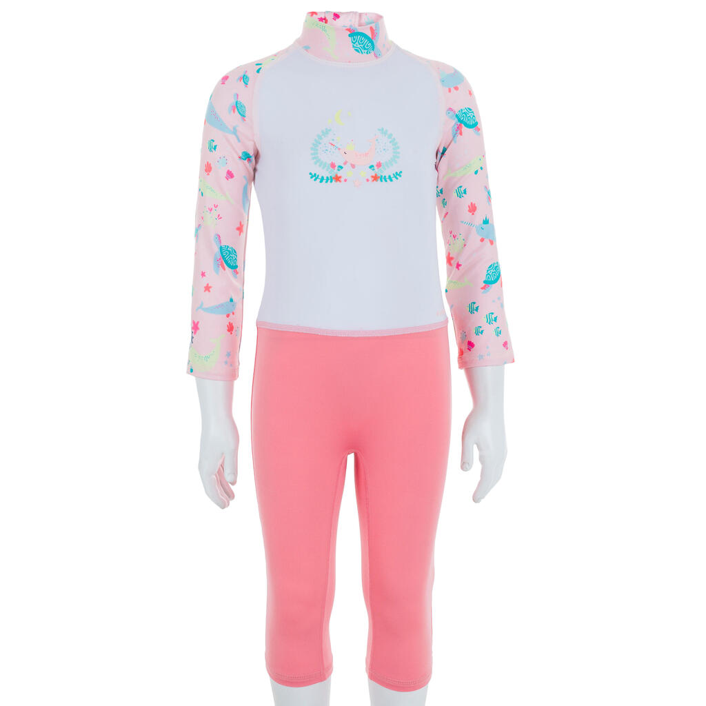 Combinaison De Natation Anti UV Bébé / Enfant Manches Longues Bleu Imprimé