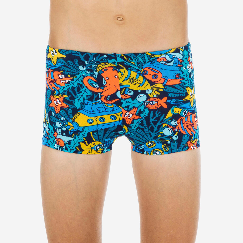 Boys' Swimming Boxers - Fitib - Blue Grey Bask