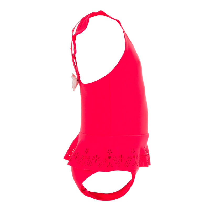 Dívčí plavky jednodílné se sukýnkou červené