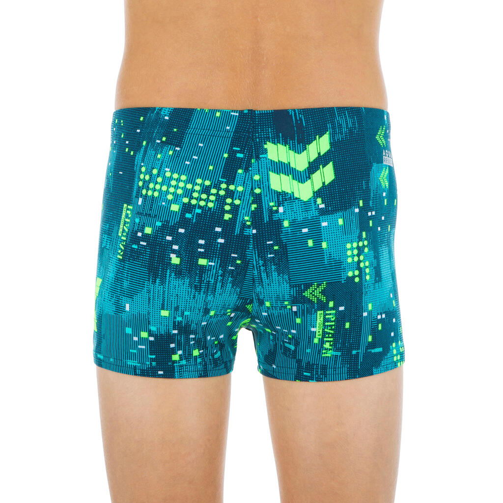 Boy’s swimming briefs - 500 Fitib shark black blue