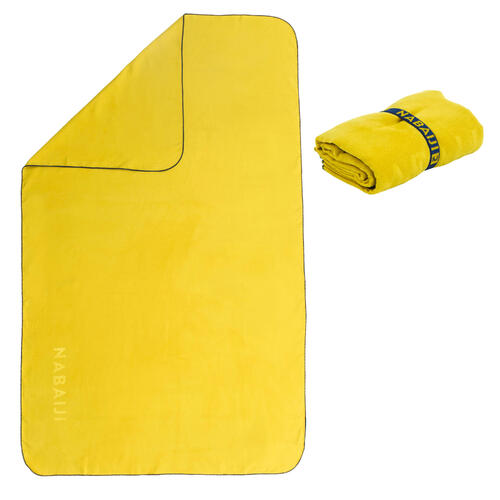 Serviette de bain microfibre jaune foncé taille L 80 x 130 cm