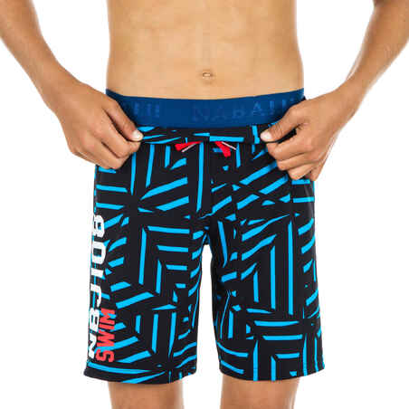 Boys' long swimming swim shorts all jo 100 - black